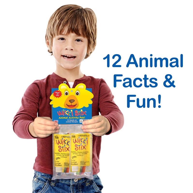 WikkiStix Animal Activity Pak - Features 12 Zoo Animals with Hands-on Activity and Fun Fact on Each, Made in The USA! Multiple Colors ! - Image 2
